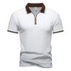 New Summer Men's Zipper Design Short Sleeve Polo Shirts Breathable Casual Slim Fit Contrast Lapel Collar Streetwear Basic Tops