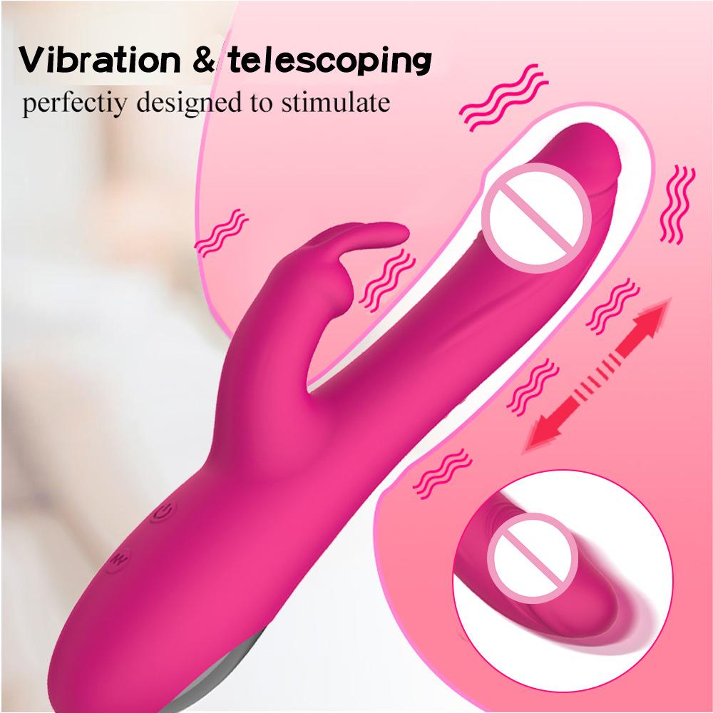 Rechargeable Double G-Spot Rabbit Vibrator for Women - Telescopic Design