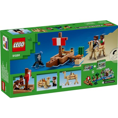 LEGO Minecraft Pirate Ship Voyage Toy, Birthday Gift, Blocks, Boys and Girls, Ages 8, 9, 10, Elementary School Students, Minecraft Toy, Game, 21259