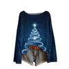 Ladies' Fashionable Casual Long Sleeved Christmas Printed Round Neck Knitted Yarn