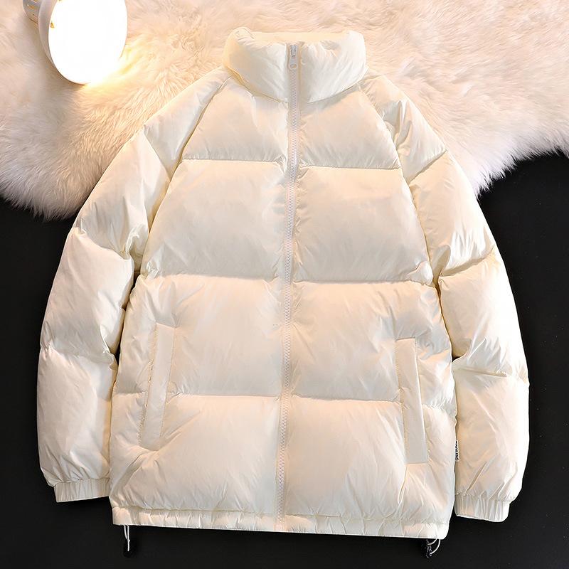 

Зимняя хлопковая куртка со стоячим воротником, мужская модная брендовая свободная однотонная повседневная хлопковая куртка, куртка для пары XXXXL белый