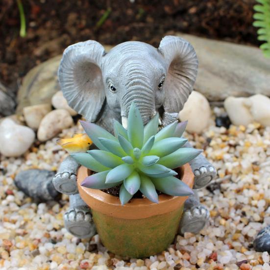 Härlig elefantblomkruka Handgjord hartsplanta Kruka Dekorativ saftigväxtkruka för Hem Rum Trädgård Balkong Kontor