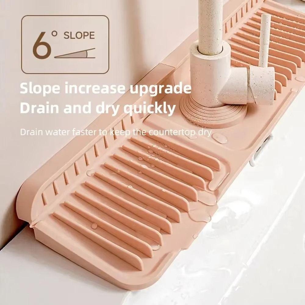 Slope Faucet Splash  Pad Quick Dry Water Drip Catcher Stable Silicone Sink Drying Mat  Kitchen