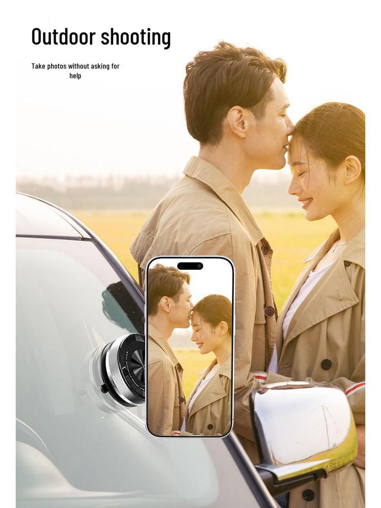 Rotating Magnetic Car Phone Holder: Foldable Dashboard Mount with Vacuum Suction.