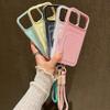 Candy Color Card Slot Bag Holder Phone Case For iPhone 17 16 15 14 13 12 11Pro Max Air Wrist Strap Shockproof Cover With Lanyard