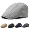 Vintage Solid Color Newsboy Caps Sun Protection Mesh Breathable Beret Hats Adjustable Peaked Hat Women