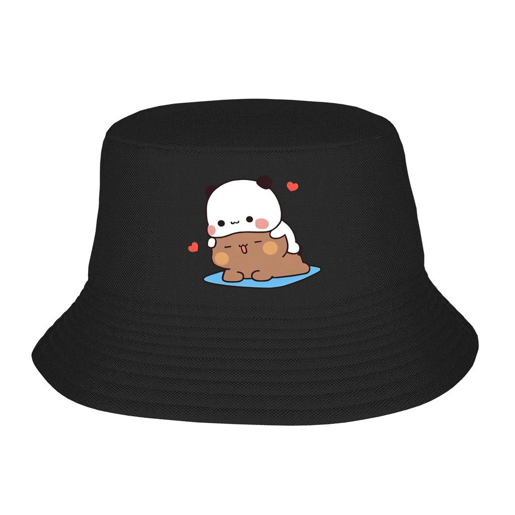 Street Panda Bear Couple Anime Cartoon  Bucket Hat Unisex Packable Outdoor Sports Bubu And Dudu Fishing Caps Travel Headwear Bob