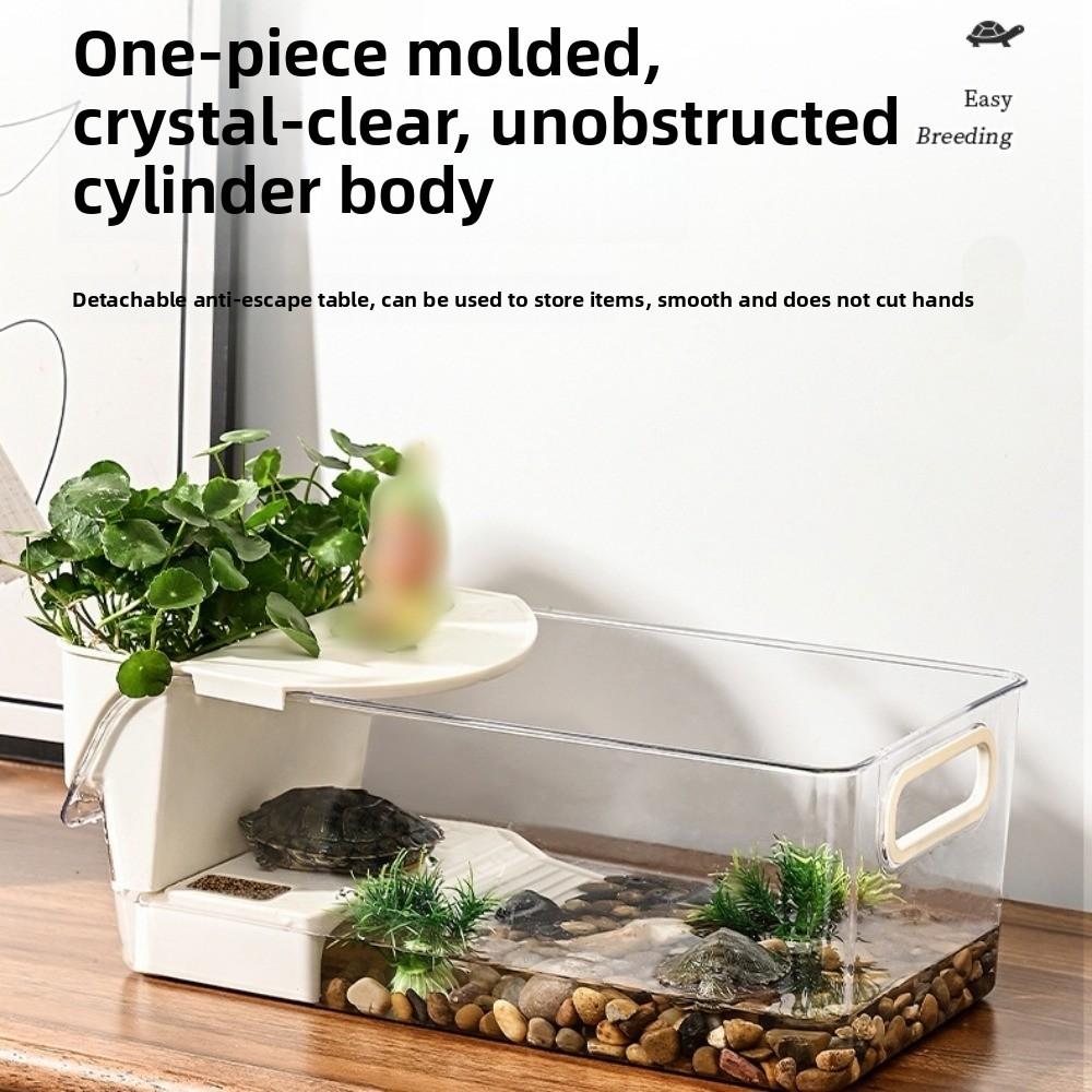 New Plastic Turtle Tank Transparent Easy Clean Turtle Habitat Large Capacity Multi-functional Reptile Terrarium for Amphibian