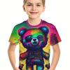 Dětské Chlapecké oblečení Krátký rukáv Cool Bear Potisk Dětské Letní oblečení Chlapecké triko Ležérní Stylové dívčí oblečení Dětské topy s výstřihem