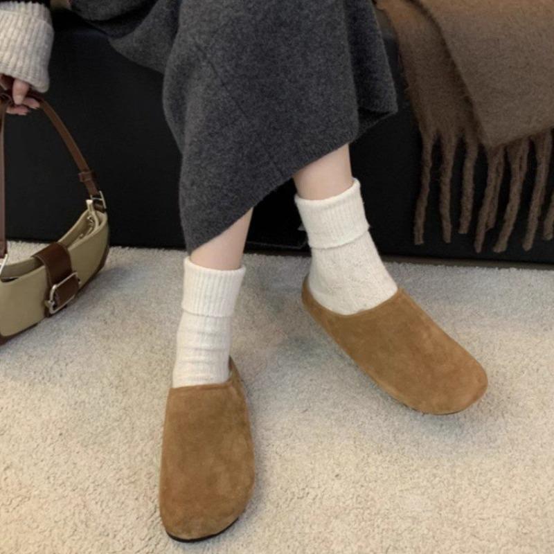 Large size casual slippers women's winter new velvet thickened home retro slippers women