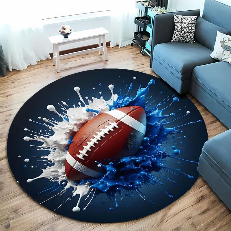 shipping naxt day! Dynamic Splash Football Rug for Sports Enthusiasts round carpet for home sofa bedroom, gift