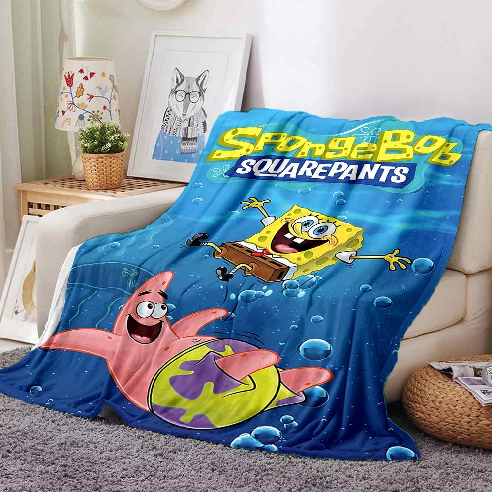 1Pc Spongebob'S Underwater Adventure Blanket Soft Throw Blanket For Home Bedroom Bed Sofa Travel Office Solid Christmas Blanket