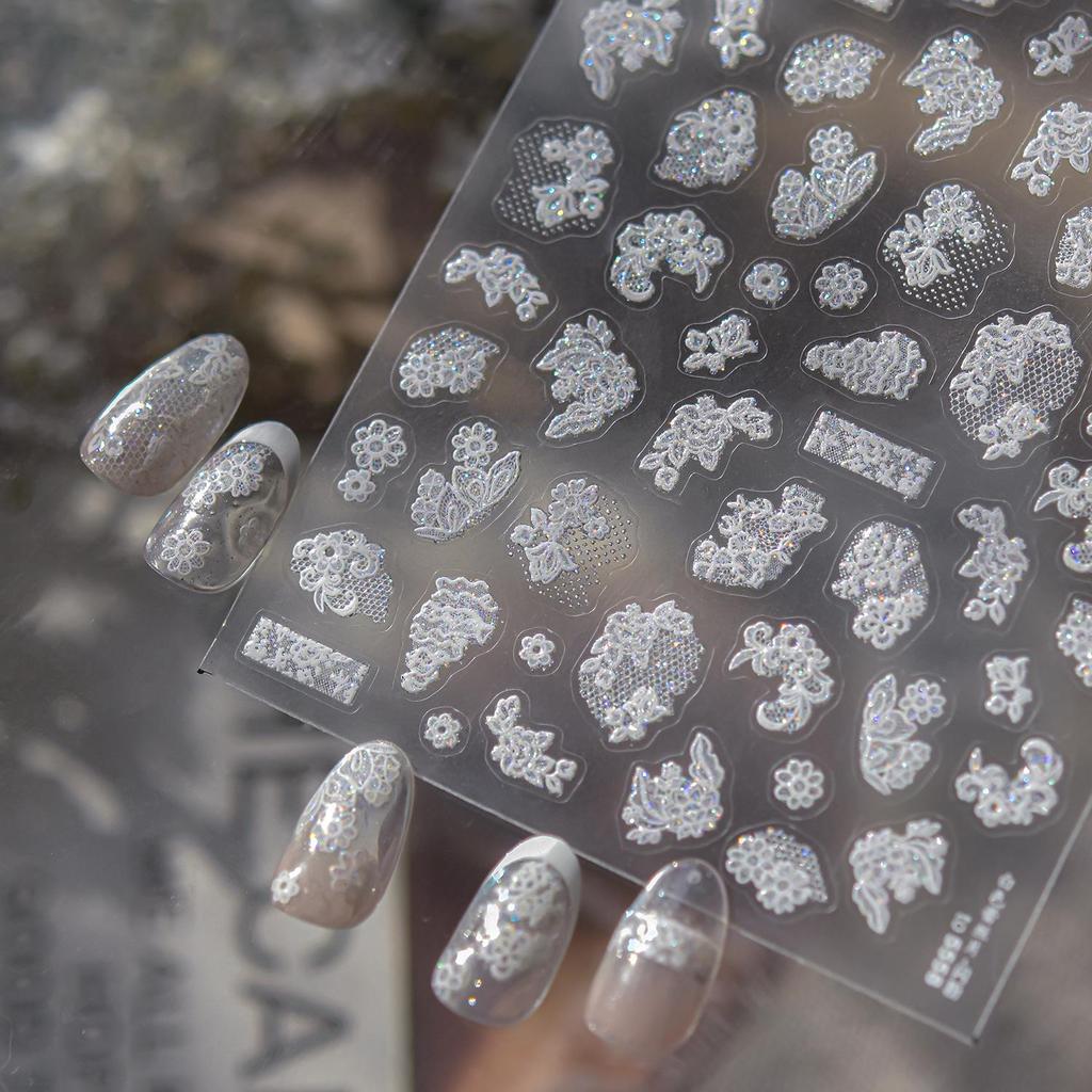 Tomoni Retro Lace Glitter Nail Art Stickers - DIY Exquisite Style Mixed Pack