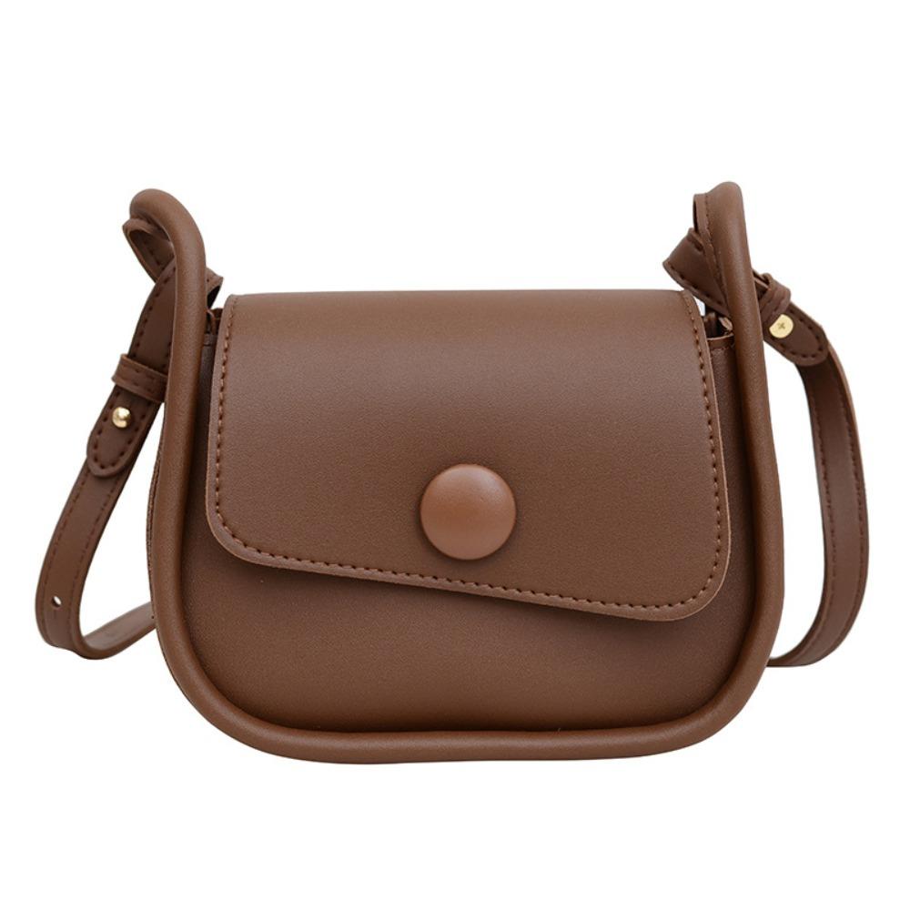 Korean Style Shoulder Bag PU Leather Crossbody Bag Fashionable Small Square Saddle Bag  Women