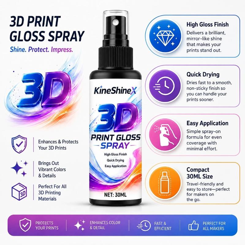 3D Print Polishing Liquid Fast Curing Long Lasting Bright Gloss Coating Spray for DIY 3D Printing Model Craft Maker Hobby Use