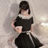Women's Japanese Style Maid Lace Up Apron Role Play Costume Lingerie Set