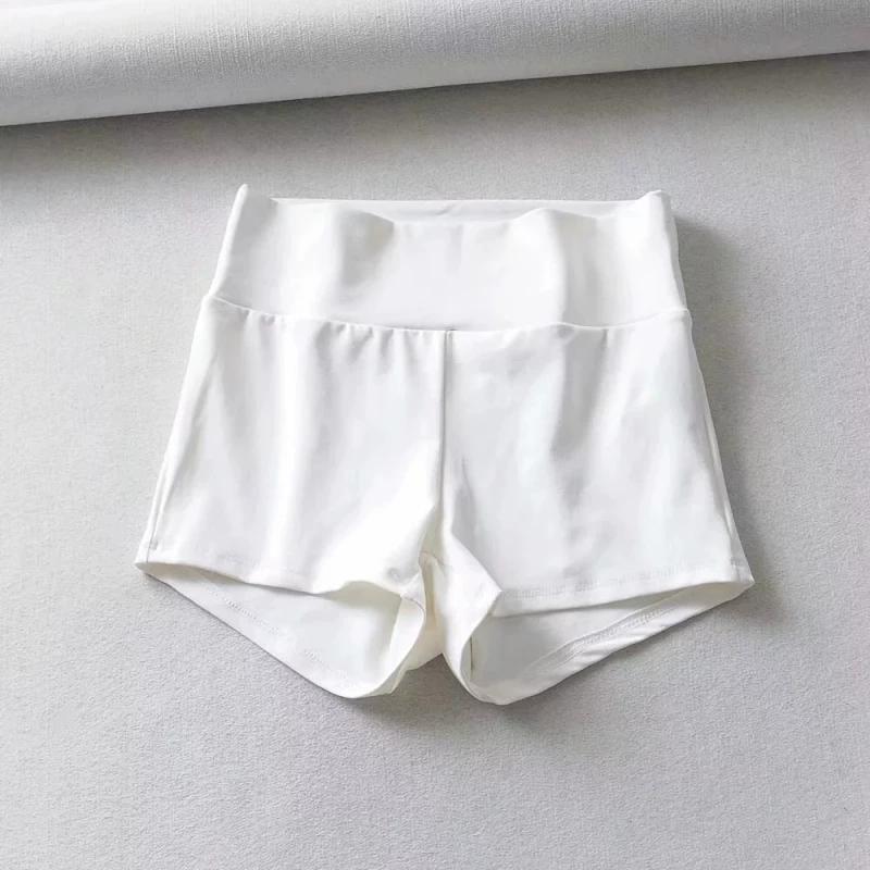 European and American-Style Retro High Waist Tight Slim Looking Sports Shorts L белый