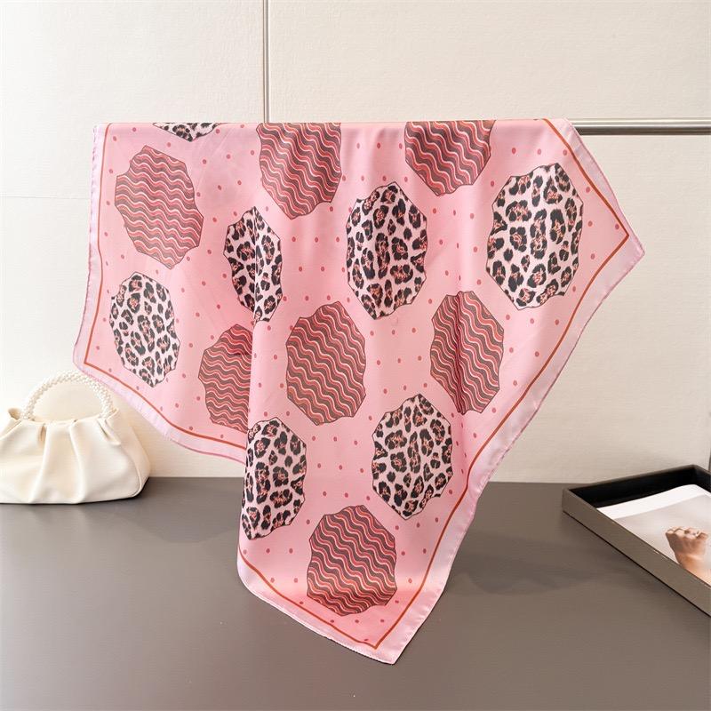 Luxury 70X70Cm Square Silk Scarf For Women Sexy Leopard Dot Geometric Print Shawl Wrap Fashion Accessory Hair Tie Bandana Hijab