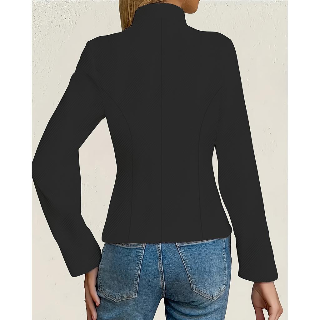 Women's Casual Solid Color Slim Fit Two Button Collar With Missing Corners Long Sleeved Suit Jacket
