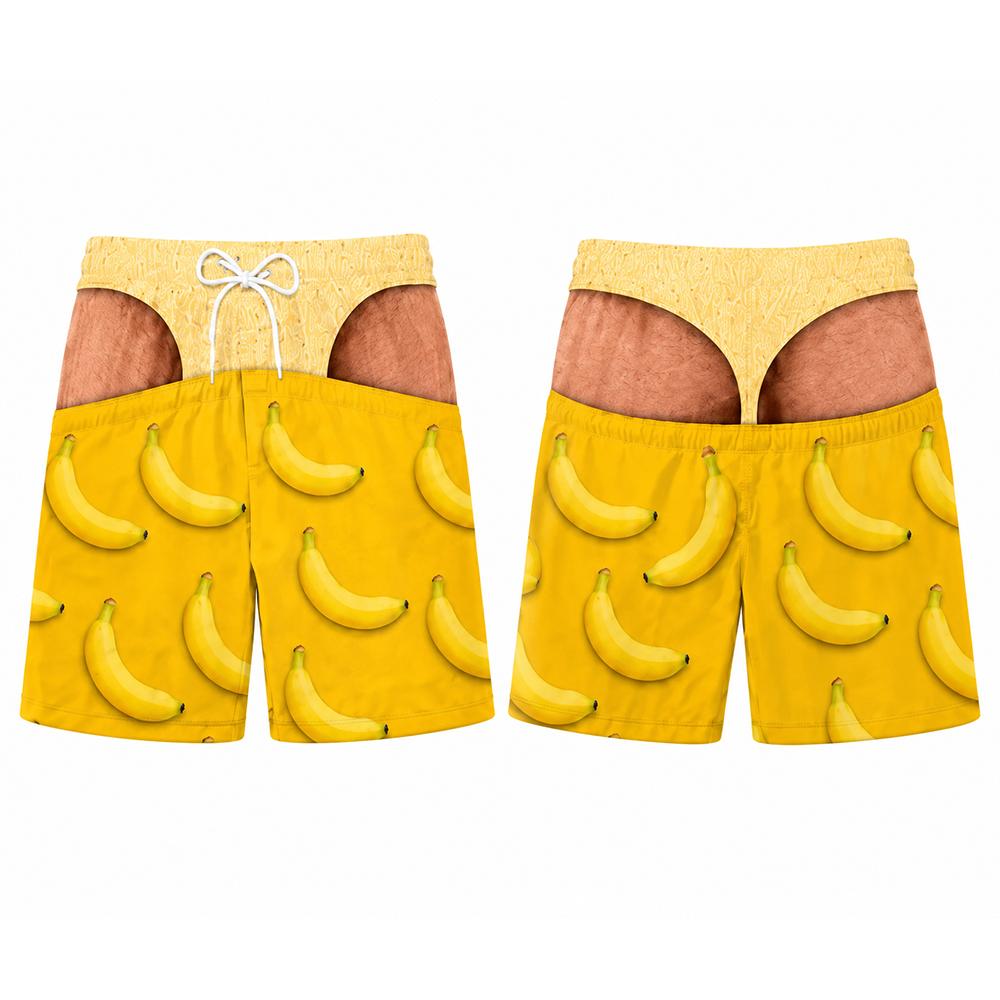 Novelty Funny Tropical Fruit Print Swim Trunks Summer Men's Quick Dry Surfing Shorts Optical Illusion Pattern Beach Party Shorts