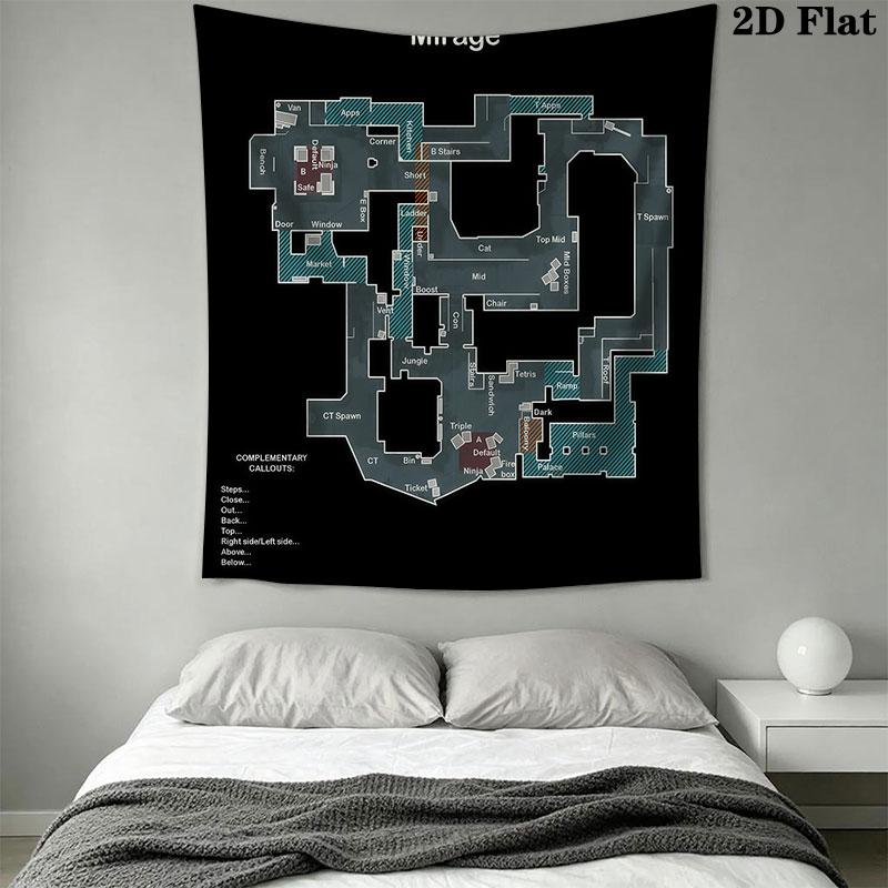 CS2 Karten Wandbehang Bedruckte Stoffdecke Dekorative Wandteppiche für Schlafzimmer Wohnzimmer Heimdekoration