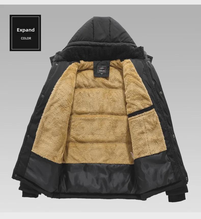 Men's Thick Plush Cotton Jacket, Large Size, Year-Round Warm Casual Coat