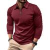 Men's Sports Polo Shirt Fashion Solid Colour Men's Long-Sleeved Zip-Up Collar Top