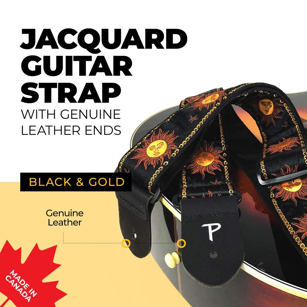 P Leathers Jacquard Guitar Black Perri's Ltd. TWS-7008 Strap,