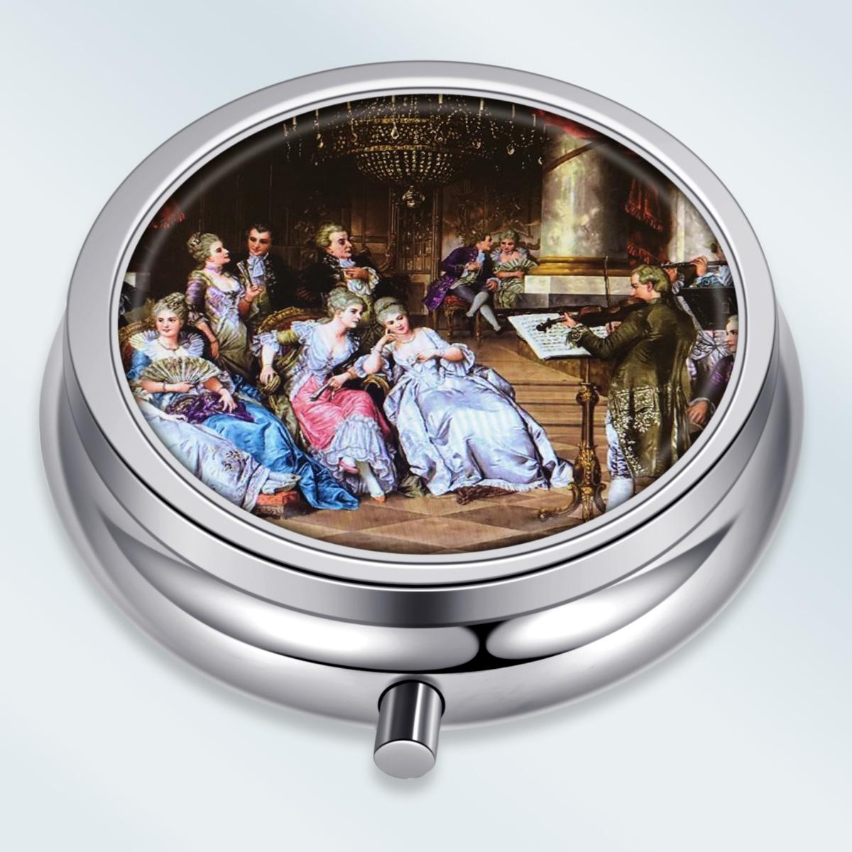 

Portable Pill Box with 3 Compartments, Mini Metal Medicine Organizer Case, Cute Printed Pill Container for Vitamins, Pills, Jewelry, Travel, Daily Use