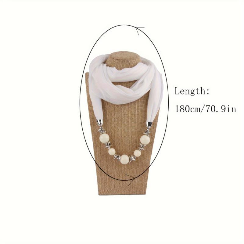 9 Colors Beads Pendant Scarf Unique Resin Beaded Necklace Scarf Boho Style Thin Breathable Scarf For Women