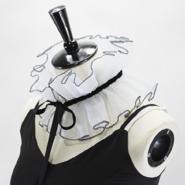 Adjustable Tie Ruffled Collar Organza For Victorian Age Costumes and Cosplay Halloween Accessory Collar