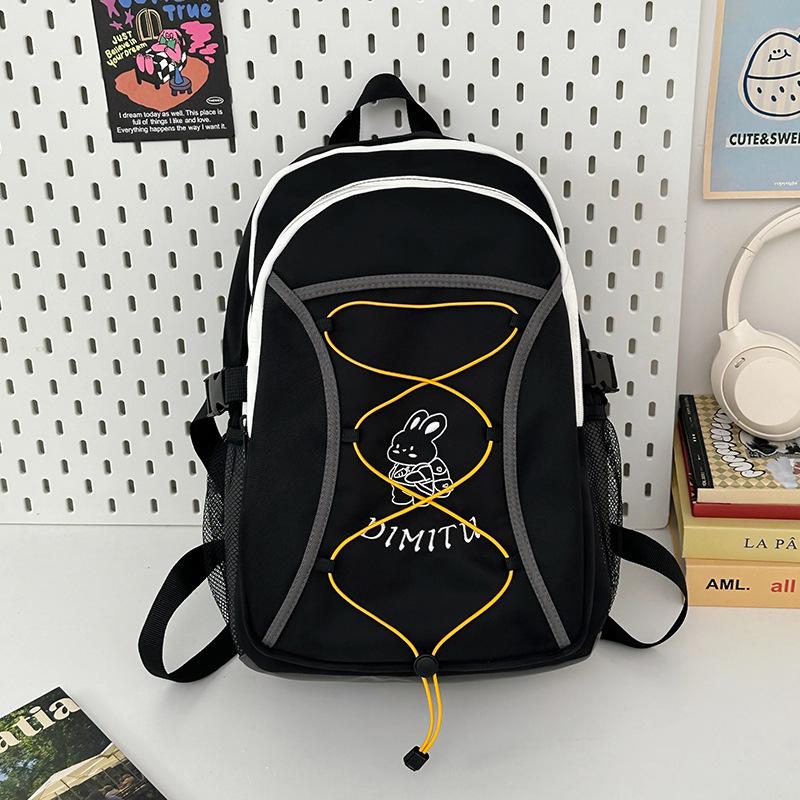 

New schoolbag female college students niche design simple and versatile junior high school students backpack leisure travel backpack чорний