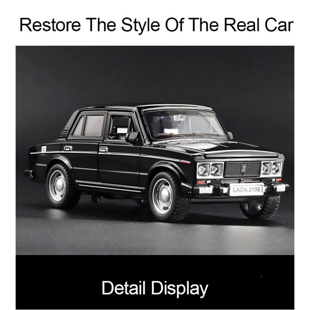 1/32 skala LADA 2106 odlany model samochodu zabawka, wycofać pojazd zabawkowy z dźwiękiem i światłem dla dzieci maluch chłopcy dziewczęta kolekcja prezentów