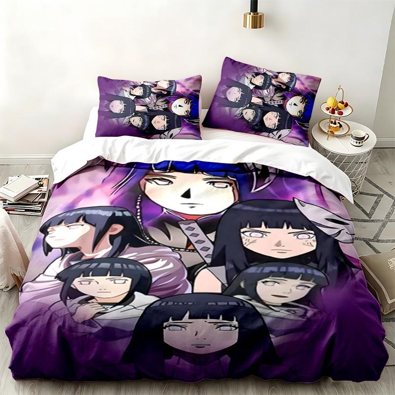 Hyuga Hinata 3pc Set Perfect for Bedroom Use Comfortable Bedding Set Includes a Duvet Cover and Two Pillowcases Ideal Birthday or Christmas Gift