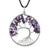 Natural Stone Irregular Tree Of Life Necklace Pendant Amethyst Wrapped Wisdom Tree Necklace Colorful Gravel N02