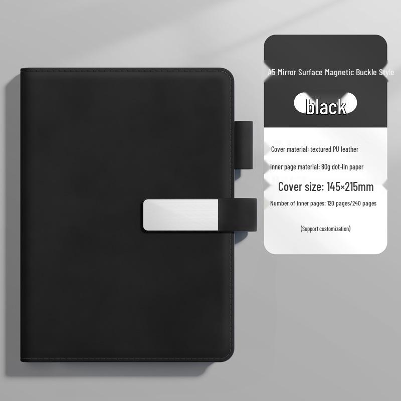 A5 Custom Logo Business Notebook | Soft Leather, Thickened, Buckle Diary with Gift Box