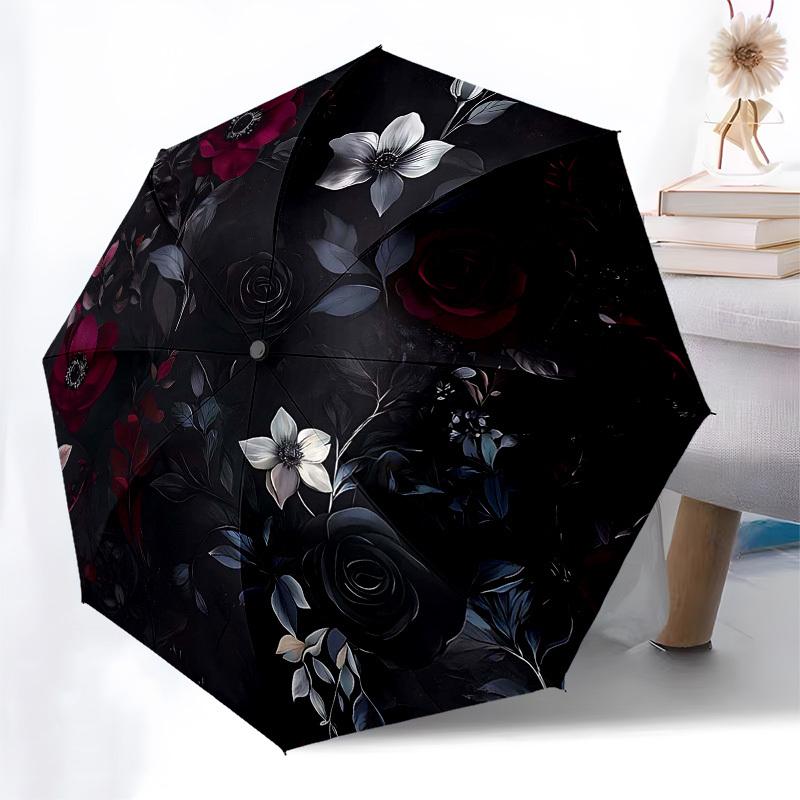 1PC Floral Pattern Umbrella-8-Rib Reinforced, Automatic Open, Lightweight & Durable, Fashion Accessory for Outdoor, Beach L0338