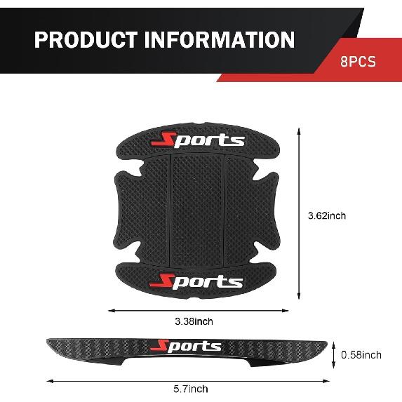8PCS Car Door Protector, Sports Car Door Handle Scratch Protector, Door Handle Bowl Sticker, Doors Handle Protection Accessories, Universal for Most