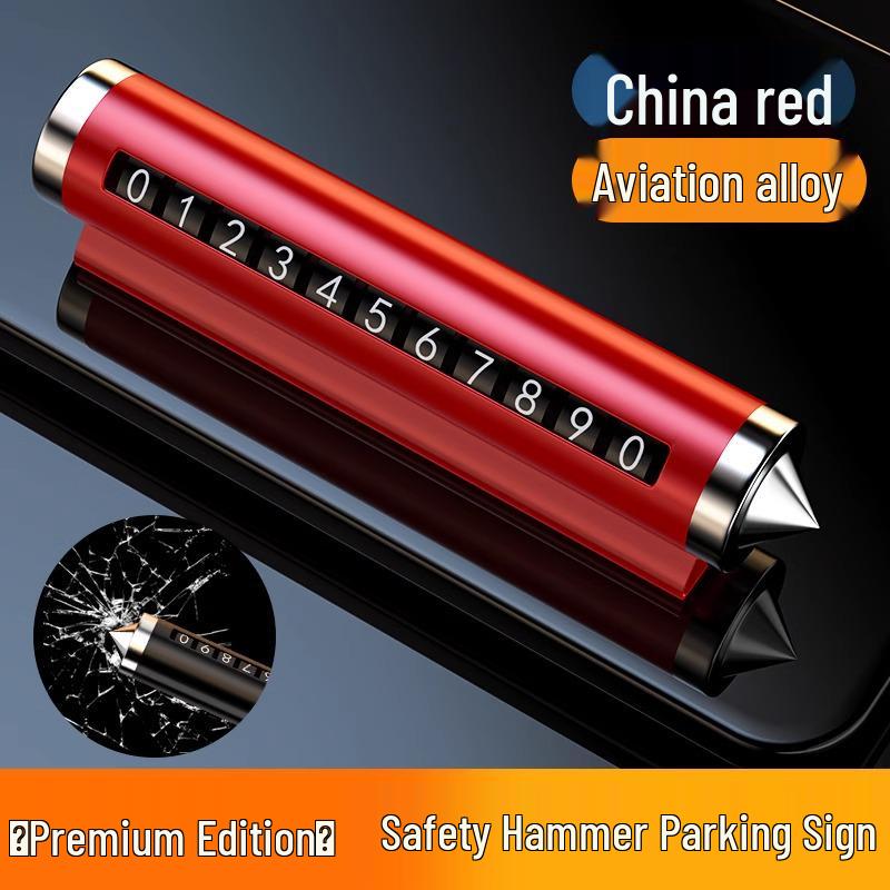 

Портативный автомобильный молоток безопасности и табличка с номером для временной парковки