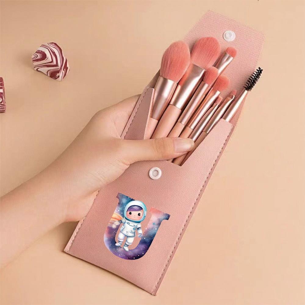 Premium Makeup Brushes Kit 8 Pieces Portable Blush Concealer Eyeshadow Brushes Synthetic Bristles Astronaut Letter Pattern