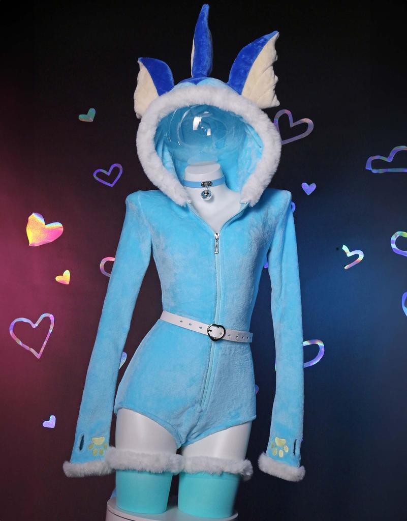 Mobbunny Beautiful Cosplay Long Outfit Blue Women's Costume, Anime/Game/Homewear/Pajamas, Bodysuit, Leotard, Hoodie, Mermaid, Animal-Style, Monster,