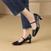 Scarpe col tacco alto da donna Primavera Autunno Nuove Tacco Chunky Esterno Mary Jane Moda Cinturino con Fibbia Lusso Comode Pumps da Festa