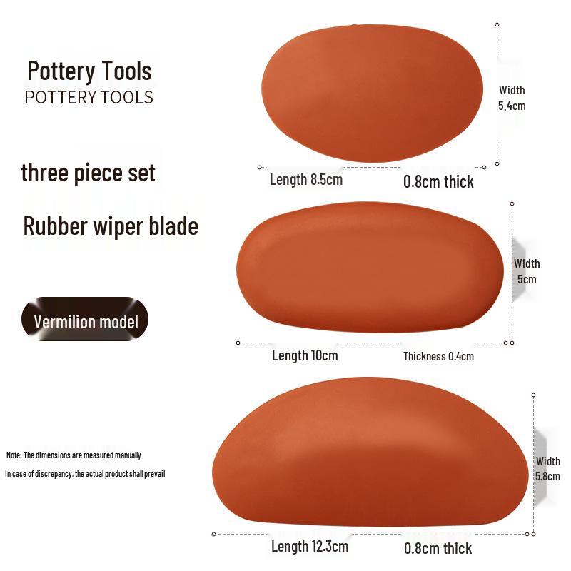 3-Piece Oval Silicone Scraper Set for Pottery, Sculpture, and DIY Art.