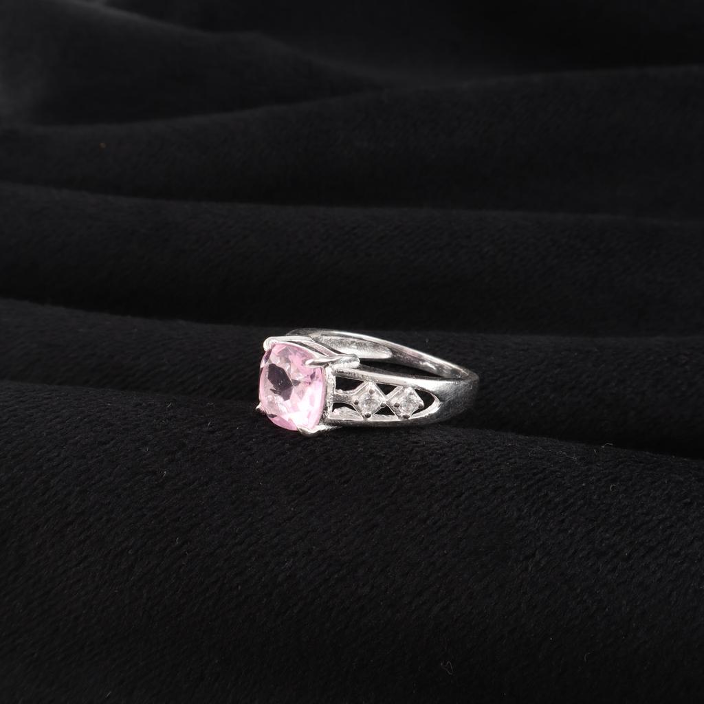 Natural Morganite Gemstone Silver Ring, Women's Wedding Jewelry, 925 Sterling Silver Zircon Ring For Bride CZR-15-9