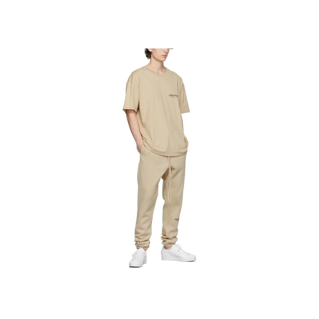 Fear of God Essentials Fleece Lounge Pants With Embroidered Logo Men Bottoms Beige Linen FOG-FW21-117