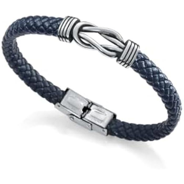 Bracelet - VICEROY - BEAT 1304P01013 - Cuir tressé bleu - Acier inoxydable - 21,5 cm
