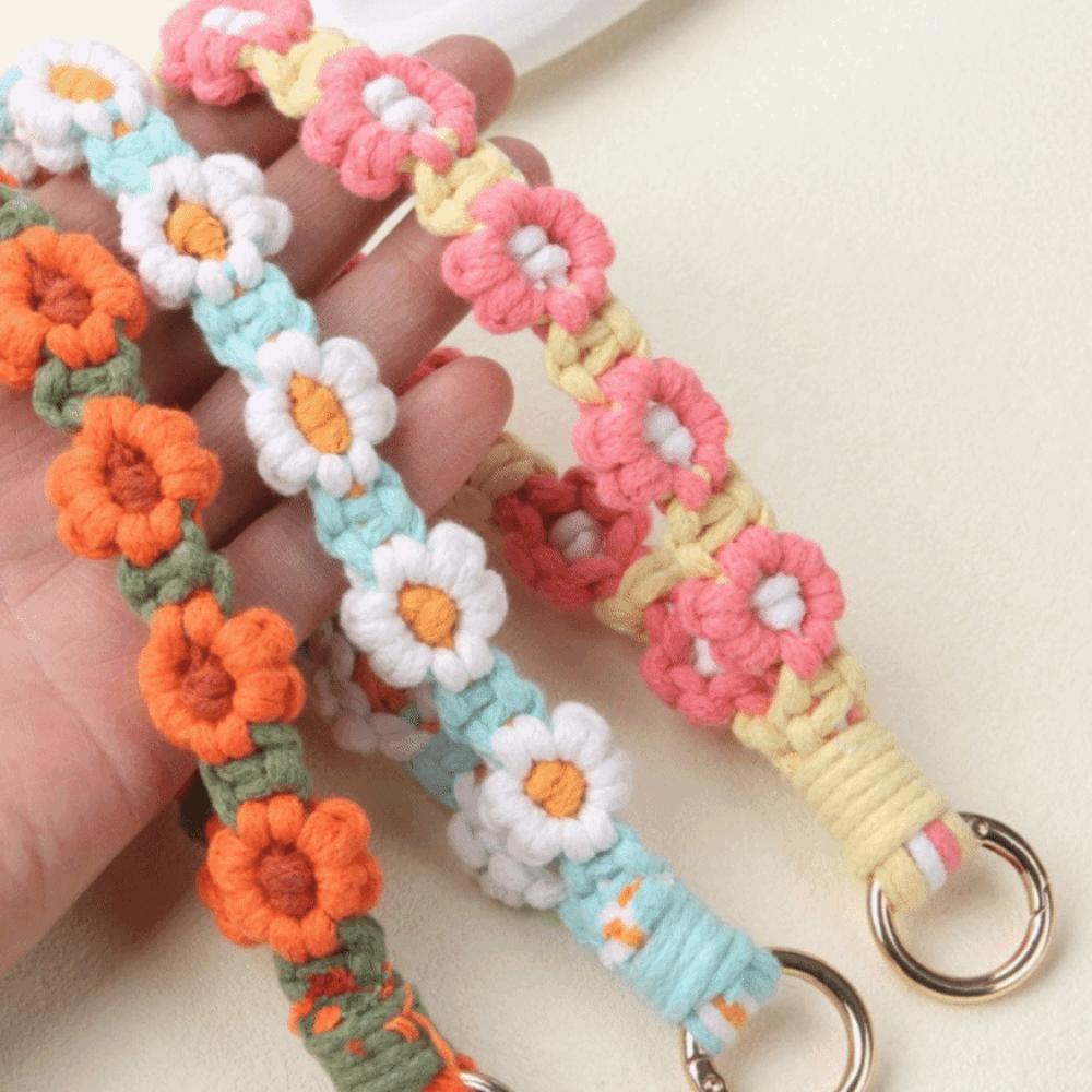 Gänseblümchen Handy-Handgelenkband Baumwollseil Gänseblümchen Schlüsselanhänger Boho-Stil Handy-Lanyard Handy