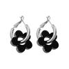 Black flower stud earrings women's new trendy earrings versatile niche design earrings simple and cold wind earrings