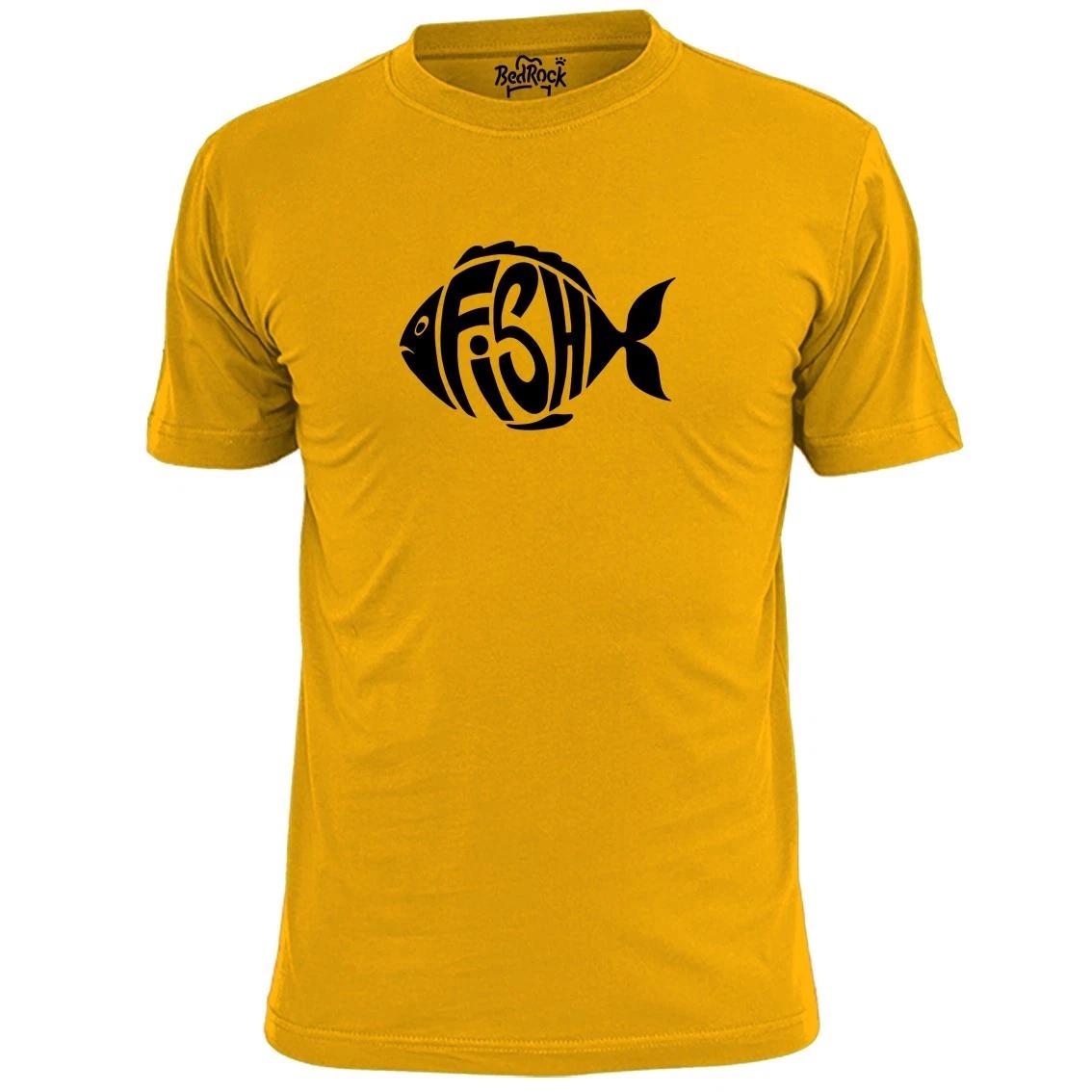 Mens Fish Text Art Stencil Fishing T shirt Angling Rod S