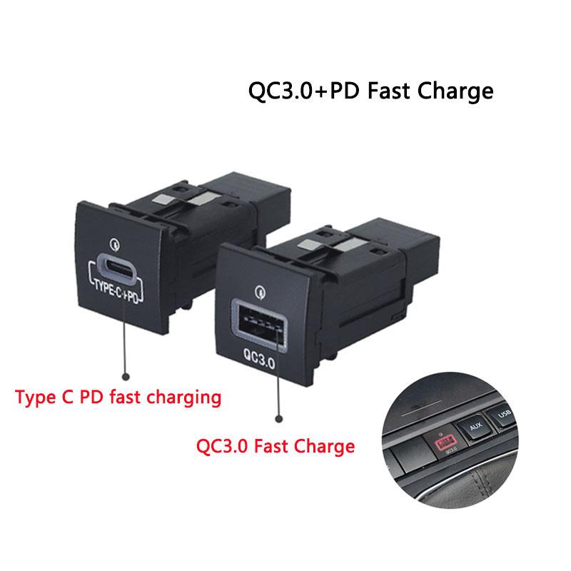For VW Golf 6 Jetta 5 MK5 Scirocco 06-12 QC3.0 Type C PD USB Quick Car Charger Socket Nondestructive Replacement Harness 12V/24